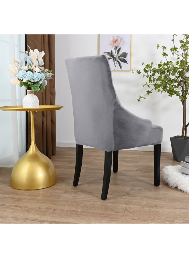 NIBEMINENT Velvet Slipcovers Removable Washable Soft Dining Chair Protector Cover Grey 25 x 2 19cm - Image 4