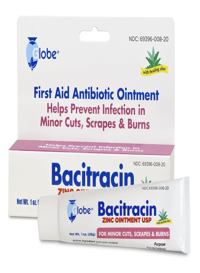 Globe Bacitracin Zinc 1 oz Tube, First Aid Antibiotic Ointment Helps to Prevent Infection in Minor cuts, scrapes and Burns - Image 1