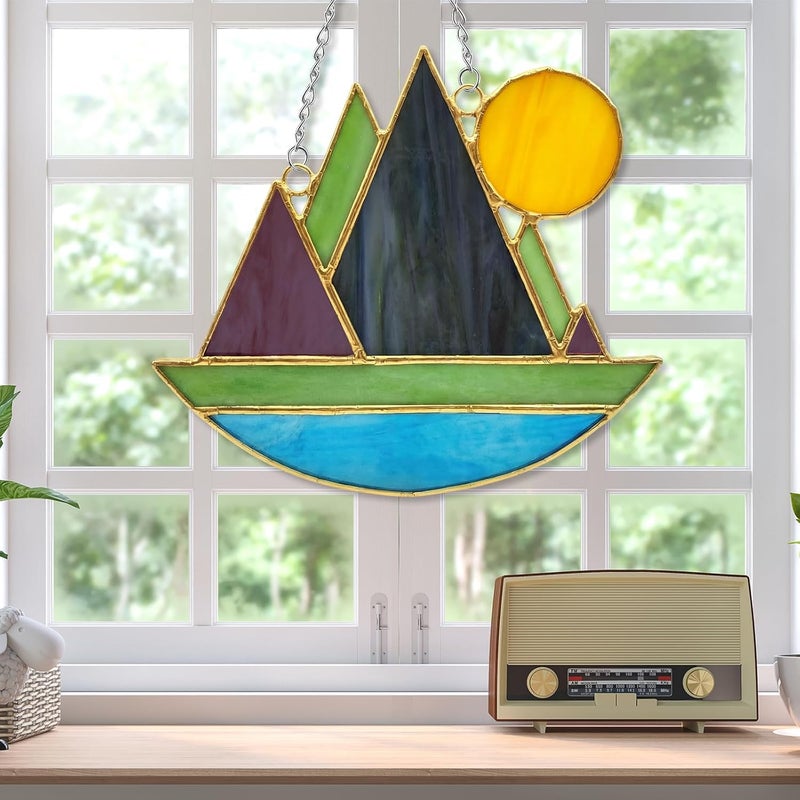 LemonRoad Unfinished Pre Cut Stained Glass for Adult Beginners Made Easy Stained Glass Craft with Solder Wire, Gel Flux, Flux Brush for Home Birthday Party Decor(Mountains) - Image 4