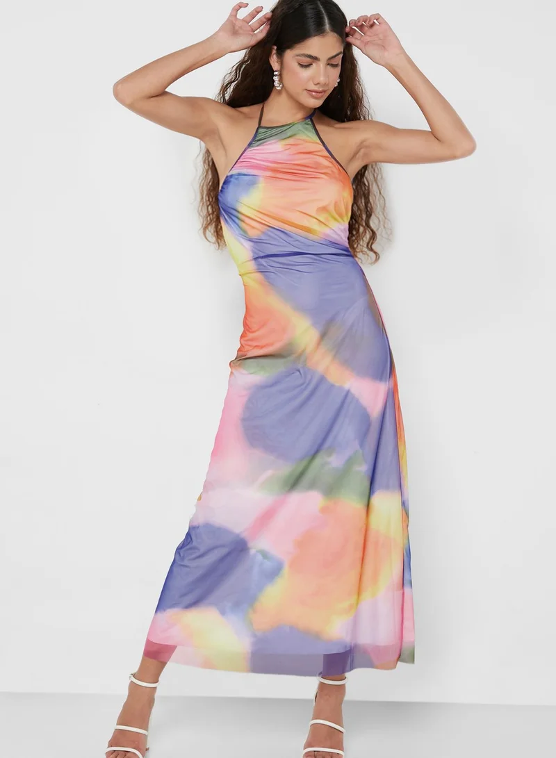 The Fifth Printed Halter Neck Dress