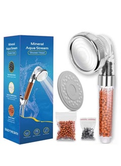 Shower Head Handheld Replacement - with 3 Modes 3way Function - Adjustable Filter Bead Hard Water Boost Water Pressure, Water Saving