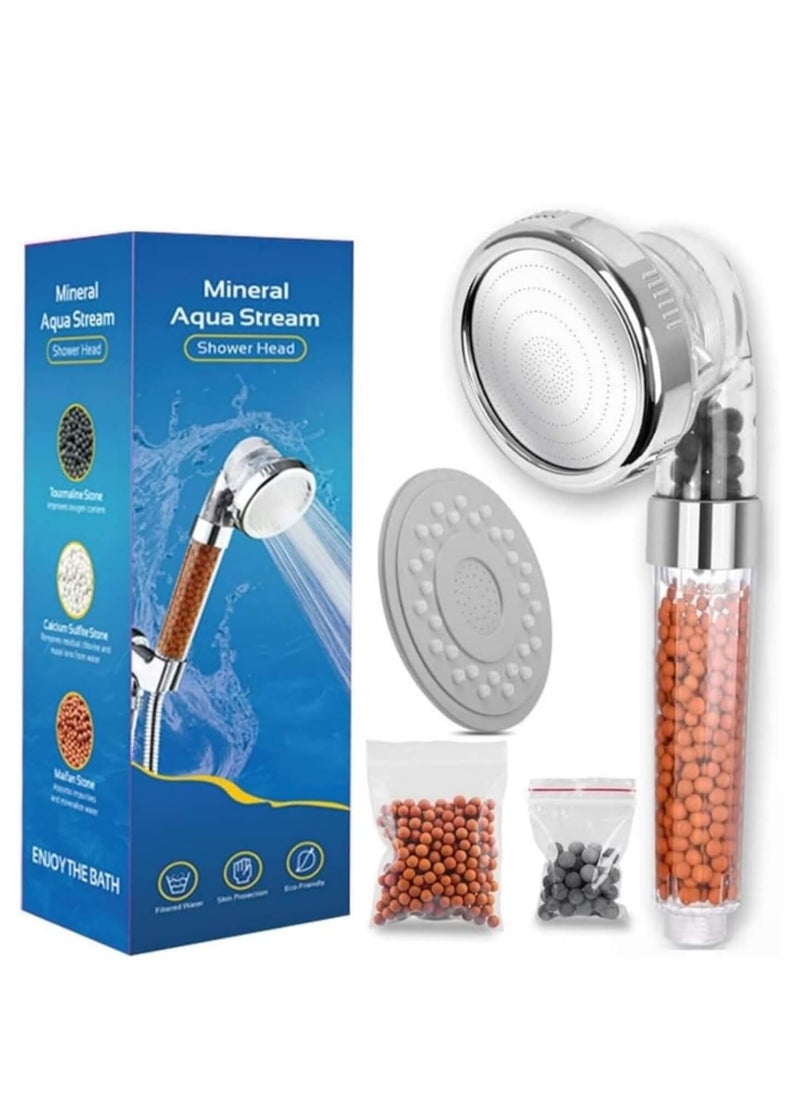 SYOSI - Shower Head Handheld Replacement - with 3 Modes 3way Function - Adjustable Filter Bead Hard Water Boost Water Pressure, Water Saving - Image 1