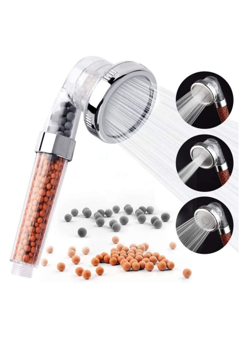 SYOSI - Shower Head Handheld Replacement - with 3 Modes 3way Function - Adjustable Filter Bead Hard Water Boost Water Pressure, Water Saving - Image 1
