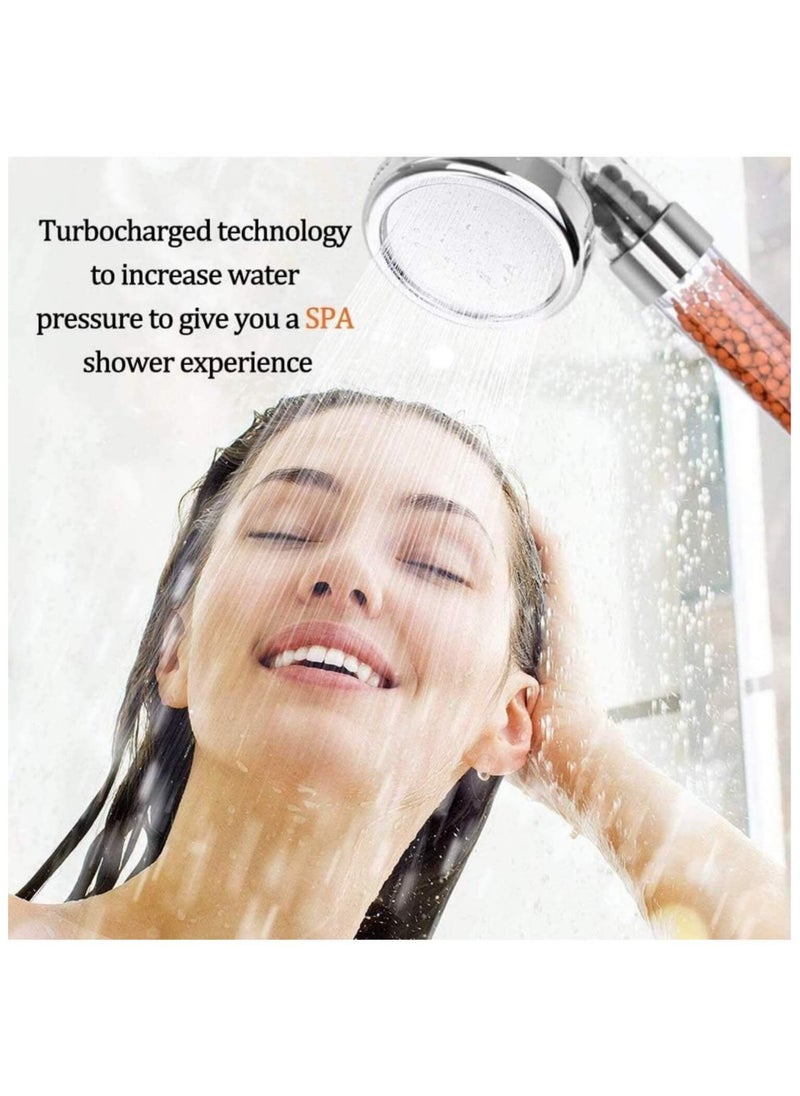 SYOSI - Shower Head Handheld Replacement - with 3 Modes 3way Function - Adjustable Filter Bead Hard Water Boost Water Pressure, Water Saving - Image 1