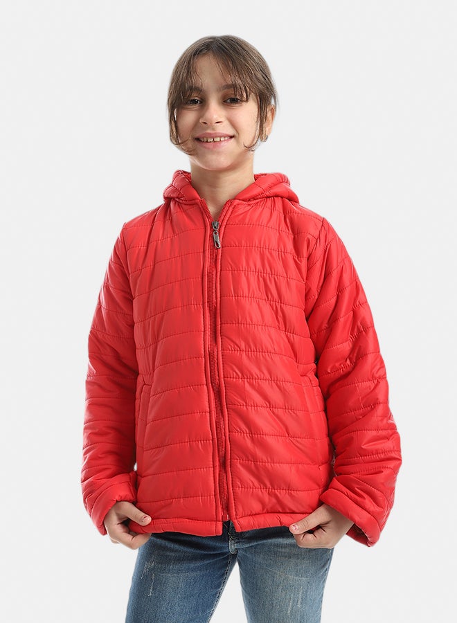 Andora Premium Quality With A Stylish Touch and a Hooded Collar Inner Fleeced Winter Jacket _ Red - Image 1