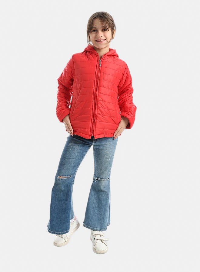 Andora Premium Quality With A Stylish Touch and a Hooded Collar Inner Fleeced Winter Jacket _ Red - Image 5