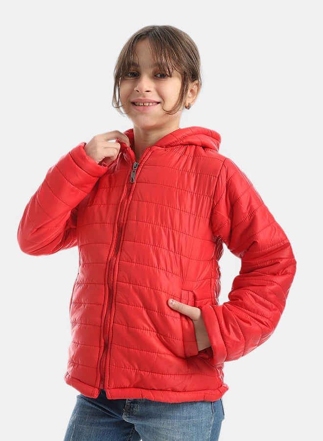Andora Premium Quality With A Stylish Touch and a Hooded Collar Inner Fleeced Winter Jacket _ Red - Image 2