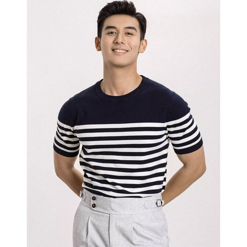 Short-Sleeved T-Shirt Men'S Fashion Brand Summer Loose Five-Point Sleeve Online Popular Fashion Ins Simple Printed Top - Image 1