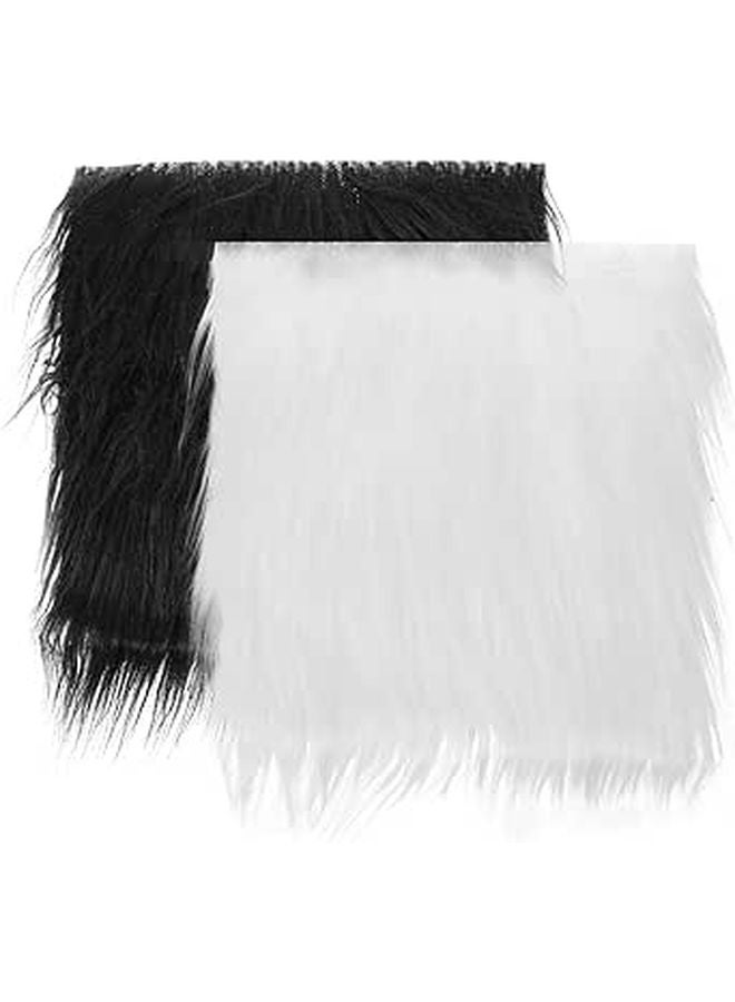 White Black Faux Fur Fabric Squares For DIY Clothing Crafts Sewing Costume Decoration - Image 1