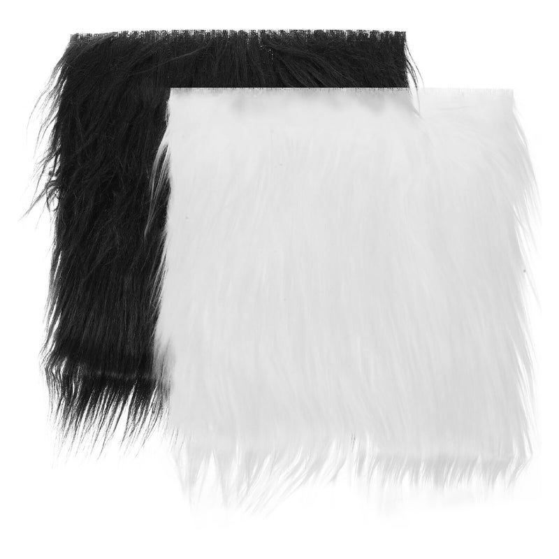 White Black Faux Fur Fabric Squares For DIY Clothing Crafts Sewing Costume Decoration - Image 2
