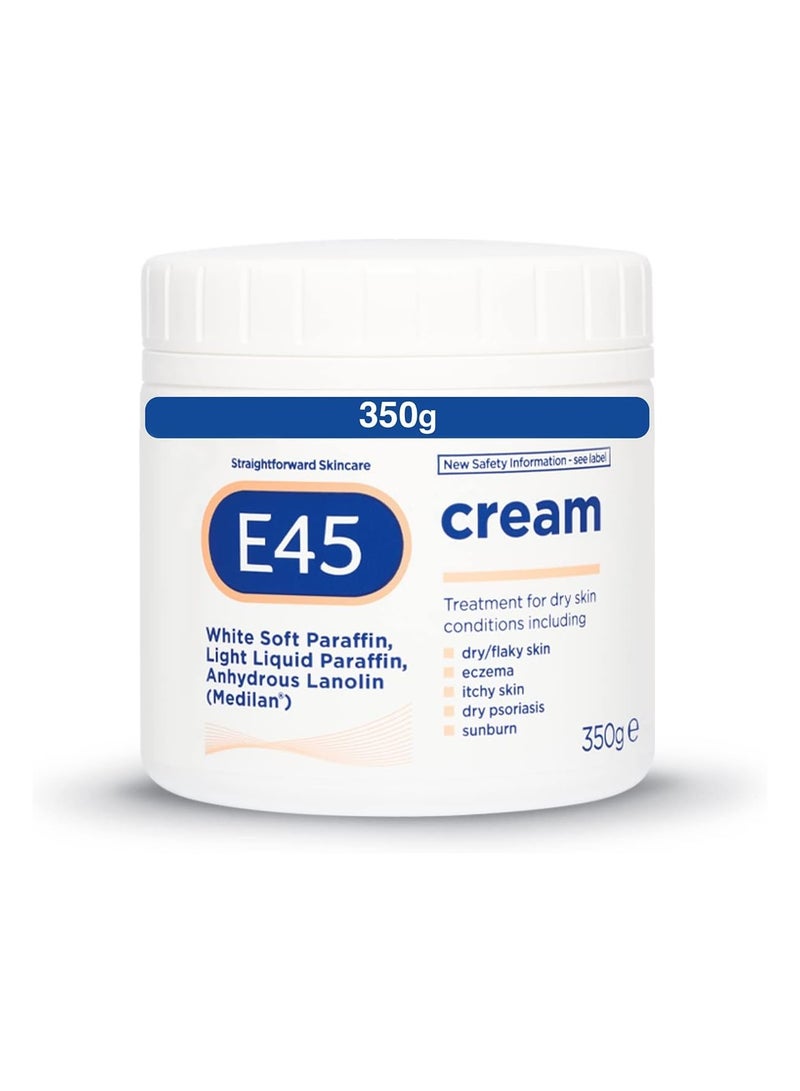 e45 Cream 350 g  E45 Cream for Dry Irritated Skin Moisturizer to Soothe Dry and Sensitive Skin Dermatologically Tested Eczema Dermatitis Cream Non Greasy Body Face Hand Cream Clinically Proven - Image 1