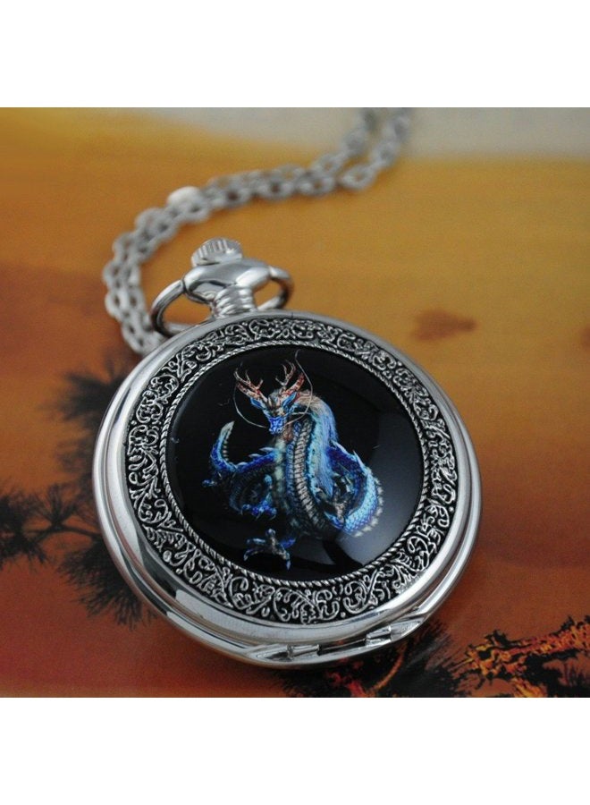 Vigoroso Watches Steampunk Cool Evil Dragon Enamel Painting Pocket Watch in Gift Box - Image 2
