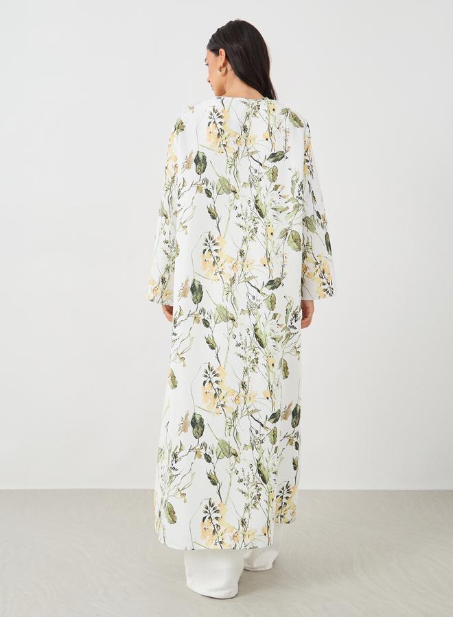 Styli Styli Floral Print Regular Fit Maxi Length Kimono  - Image 4