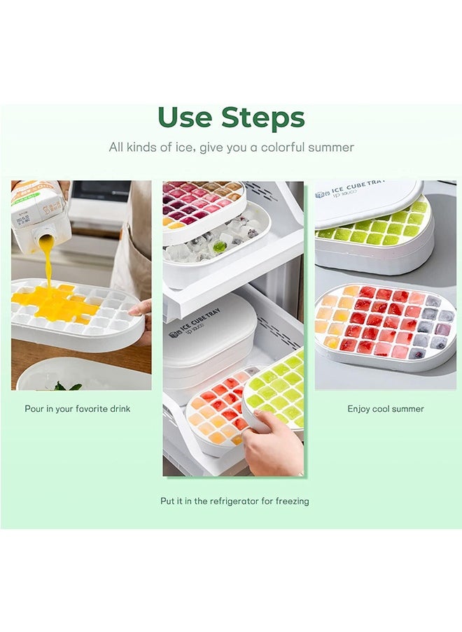 JCB CHIC Ice Cube Trays, Reusable Ice Cube Maker Easy Press, Silicone Ice Cube Moulds, Ice Trays for Freeze with Press Lid and Bin Comes with Ice Container, Ice scoop BPA Free (White)  - Image 4
