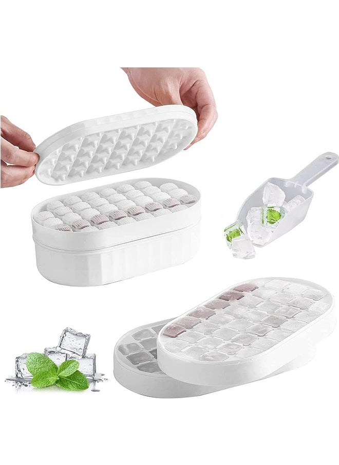 JCB CHIC Ice Cube Trays, Reusable Ice Cube Maker Easy Press, Silicone Ice Cube Moulds, Ice Trays for Freeze with Press Lid and Bin Comes with Ice Container, Ice scoop BPA Free (White)  - Image 1