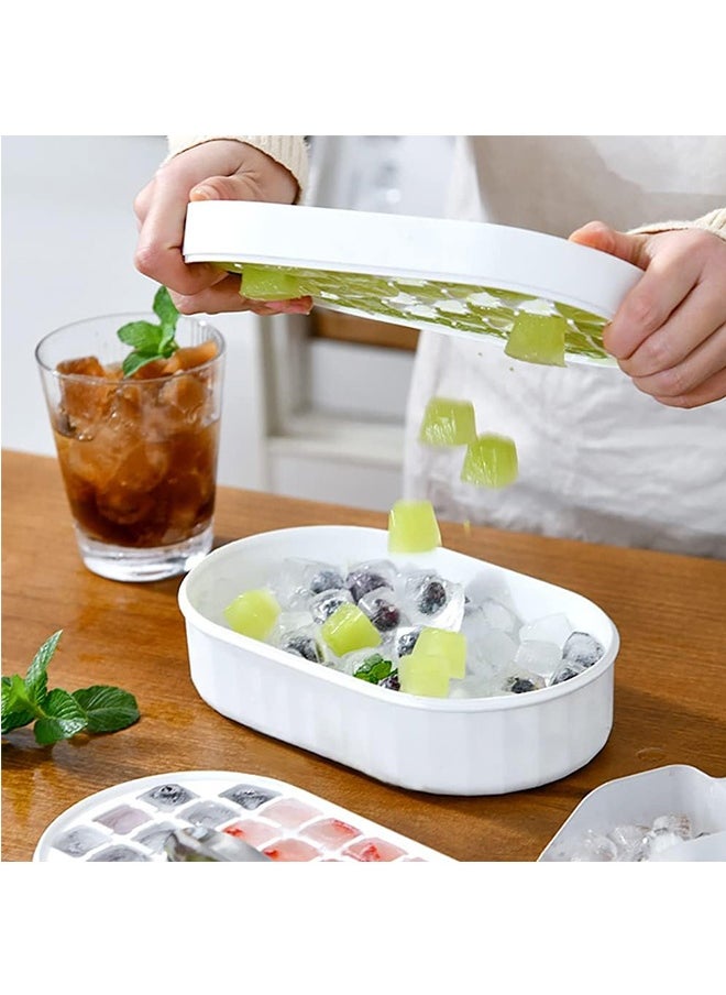 JCB CHIC Ice Cube Trays, Reusable Ice Cube Maker Easy Press, Silicone Ice Cube Moulds, Ice Trays for Freeze with Press Lid and Bin Comes with Ice Container, Ice scoop BPA Free (White)  - Image 2