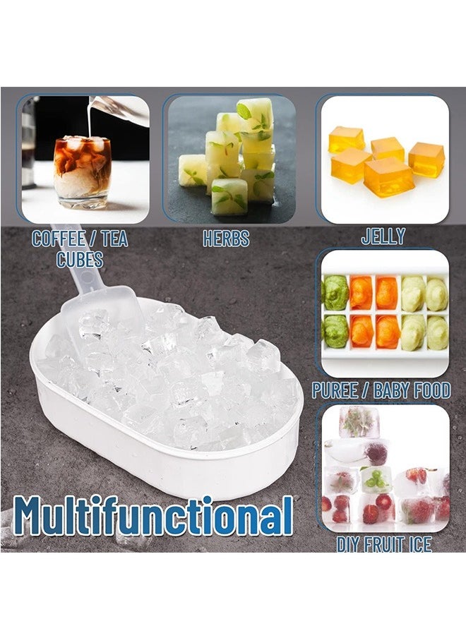 JCB CHIC Ice Cube Trays, Reusable Ice Cube Maker Easy Press, Silicone Ice Cube Moulds, Ice Trays for Freeze with Press Lid and Bin Comes with Ice Container, Ice scoop BPA Free (White)  - Image 5