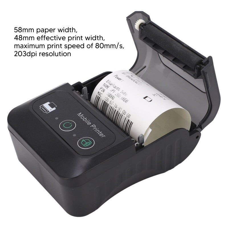 Thermal Printer: 58mm Compact Size, 80mm/s High-speed Printing - Bluetooth Wireless Connectivity, Ink-free Technology Portable Printer for Retail Stores, Restaurants, Shopping Malls - Image 3