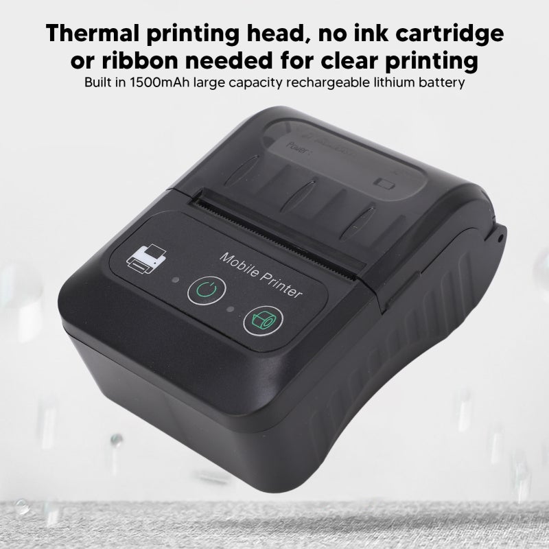 Thermal Printer: 58mm Compact Size, 80mm/s High-speed Printing - Bluetooth Wireless Connectivity, Ink-free Technology Portable Printer for Retail Stores, Restaurants, Shopping Malls - Image 4