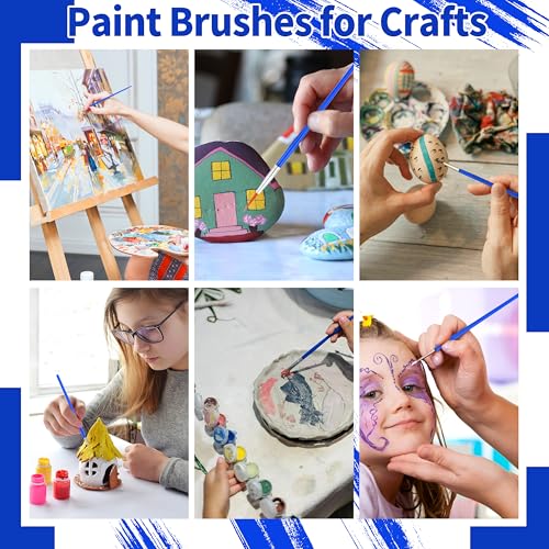 Hoplito 36 Pcs Paint Brushes Bulk, Flat and Tip Round Acrylic Paint Brushes, Nylon Hair Artist Brush for Classroom Crafts All Purpose Oil Watercolor, Face Nail Painting Touch Up - Image 5