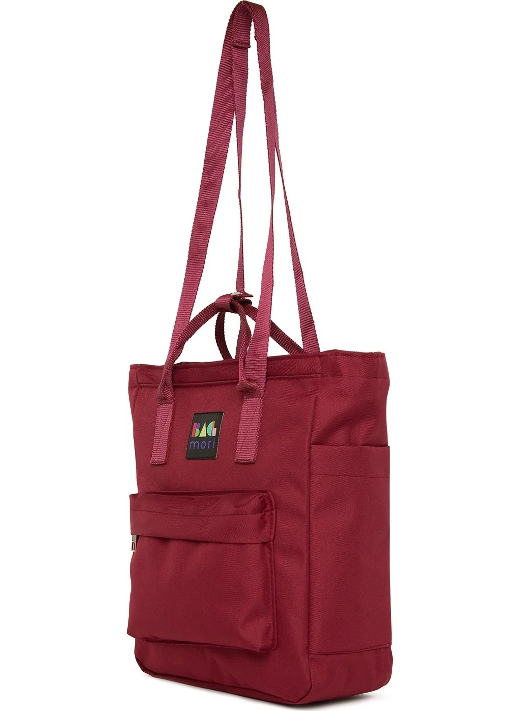 Bagmori Claret Red Zippered Column Strap Backpack