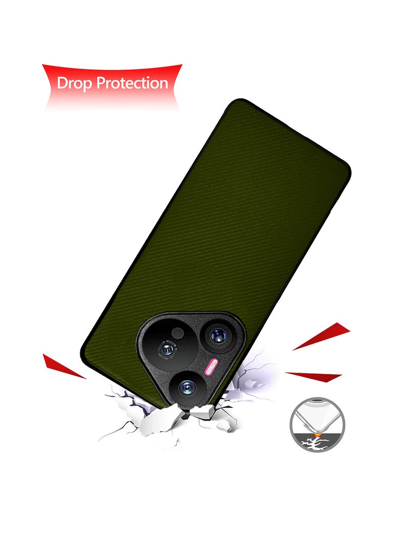 دبليو تيك حافظة لهاتف هواوي بورا 70 برو / بورا 70 برو + / بورا 70 برو بلس 5 جي 2024 زيتوني بظهر صلب من القماش الملمس - Image 3
