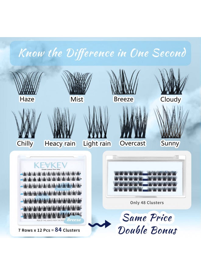 KevKev Lash Clusters 84 Pcs Cluster Lashes Eyelash Clusters DIY Cluster Eyelash Extensions Individual Lashes Thin Band & Soft(Haze,D-8-16mix)  - Image 4