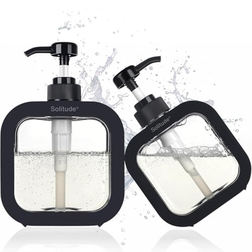 Solitude 2 Pieces Multipurpose Liquid Soap Refillable Plastic Dispenser Hand Wash, Dish Wash, Shampoo, Conditioner, Shower Gel Lotion for Bathroom and Kitchen - Image 1