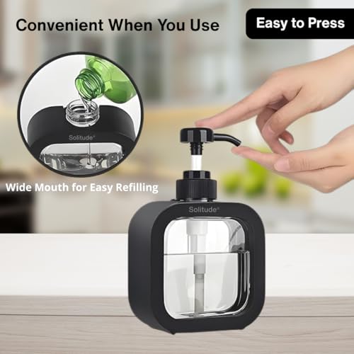 Solitude 2 Pieces Multipurpose Liquid Soap Refillable Plastic Dispenser Hand Wash, Dish Wash, Shampoo, Conditioner, Shower Gel Lotion for Bathroom and Kitchen - Image 5