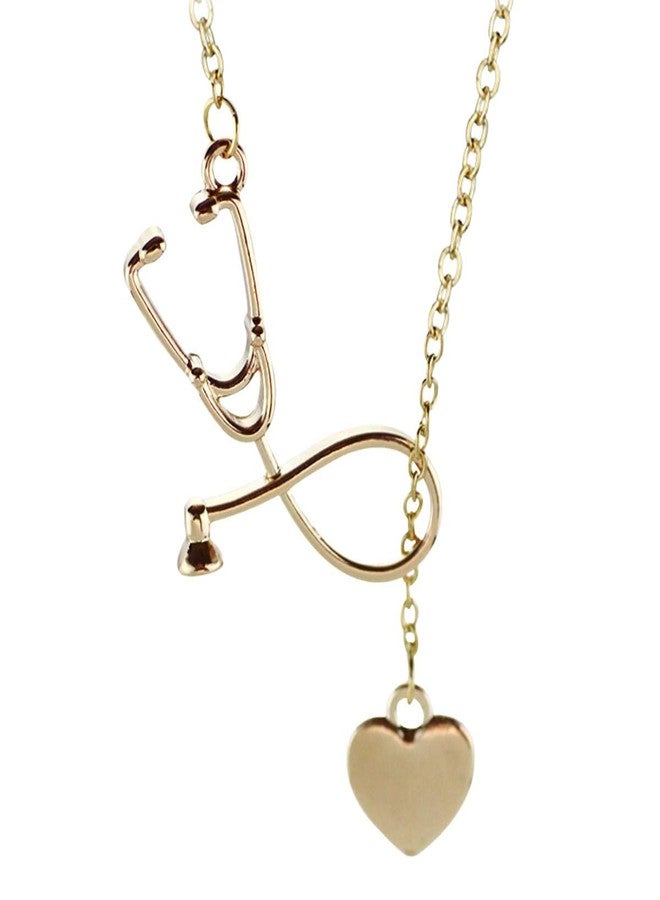 OOMPHelicious Jewellery Gold Tone Love Doctor Lariat Fashion Necklace for Women & Girls - Image 1