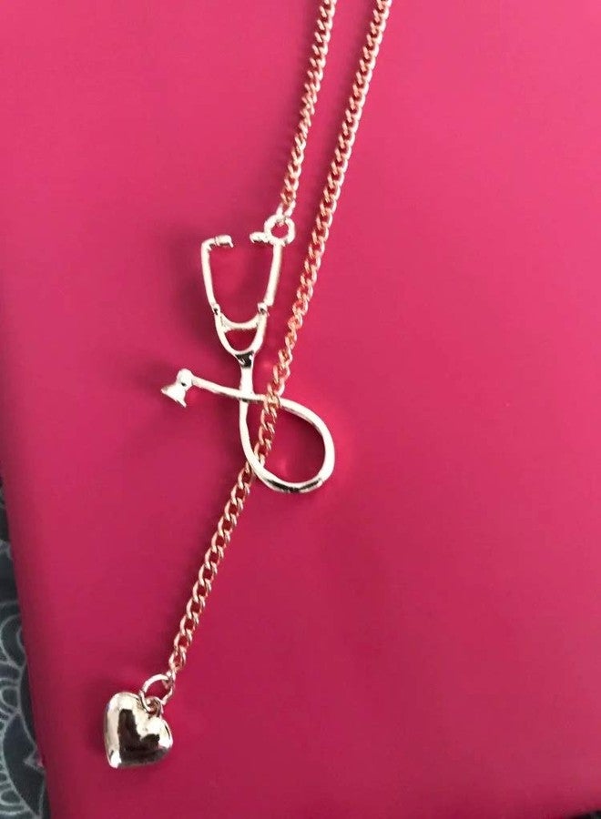OOMPHelicious Jewellery Gold Tone Love Doctor Lariat Fashion Necklace for Women & Girls - Image 2