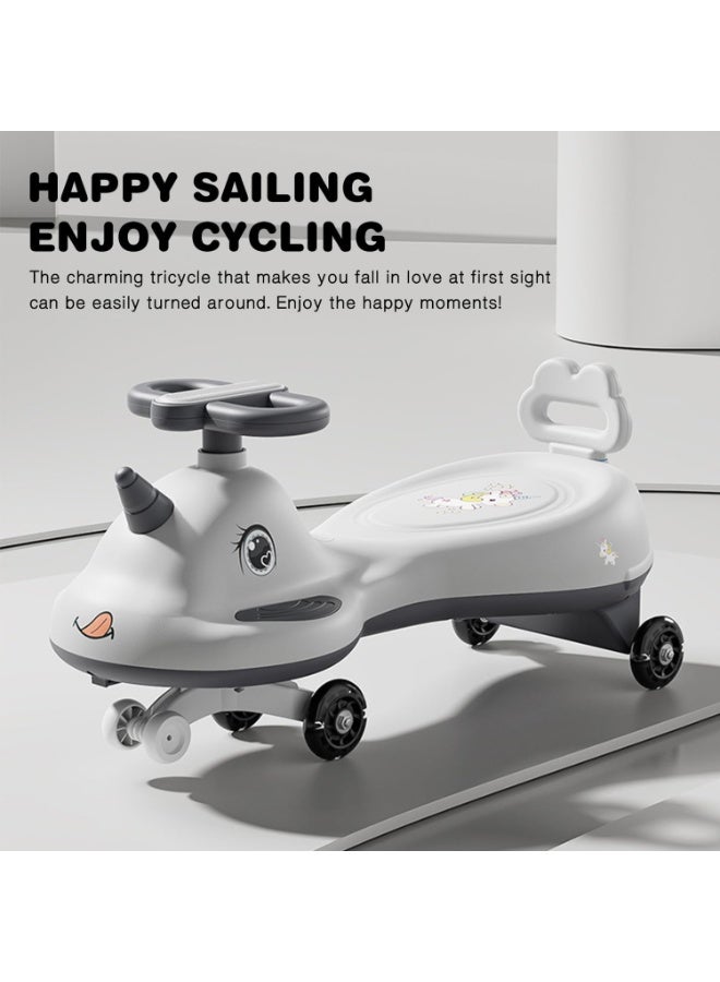 DMG TECH Swing Ride Car, Kids Twist Car with LED Lights & Music, Extra Wide Seat for Parent-Child Riding, No Pedals Wiggle Vehicle for 18 Months to 6 Years, Eco PP Material - Image 2