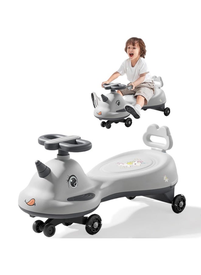 DMG TECH Swing Ride Car, Kids Twist Car with LED Lights & Music, Extra Wide Seat for Parent-Child Riding, No Pedals Wiggle Vehicle for 18 Months to 6 Years, Eco PP Material - Image 1