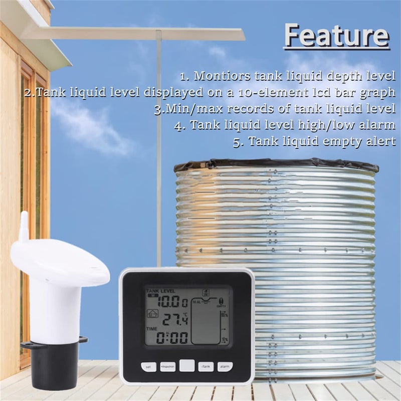 woobles Liquid Level Sensor，-40~60℃ Level Sensor with Temperature Display, Tank Level Temperature Sensor, Water Tank Depth Level Meter Sensor Measuring Meter - Image 2
