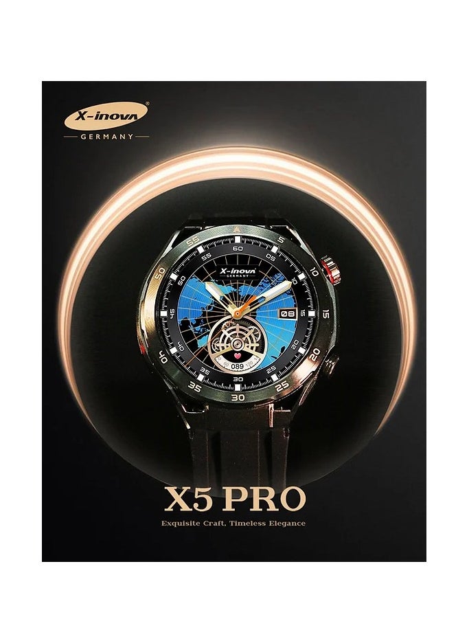 X-Inova - x-inova germany Smartwatch x5 pro Tailored Elegance Exclusively for Business Elites With ,GPT ,answer to make call,2 fashionable watch straps,AI Voice Assistant,Health Monitoring,Always-on Clock-black - Image 1