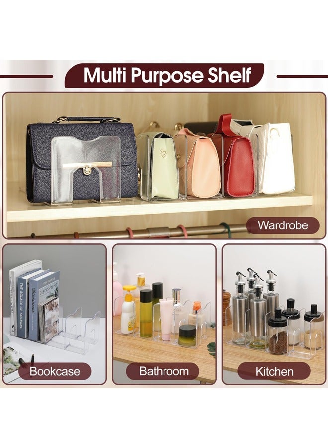 1 PCS Acrylic Handbag Organizer, Folder Office Supplies Stand Bookshelf, Purse Display Stand Handbag Storage Organizer, 4 Sections Purse Organizers Dividers in Bedroom Office ( Clear, 32*14.3*13.3CM ) - Image 2