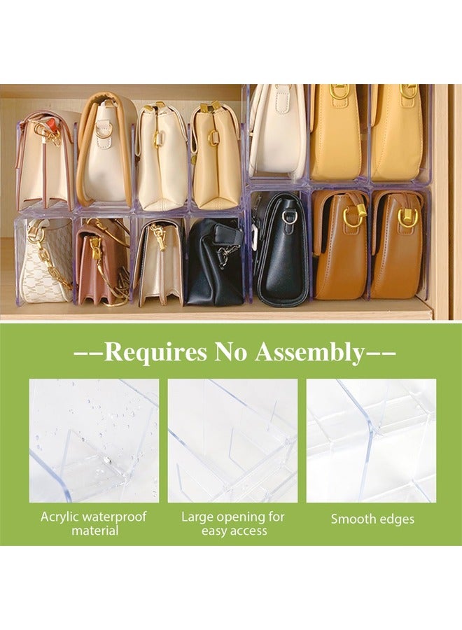 1 PCS Acrylic Handbag Organizer, Folder Office Supplies Stand Bookshelf, Purse Display Stand Handbag Storage Organizer, 4 Sections Purse Organizers Dividers in Bedroom Office ( Clear, 32*14.3*13.3CM ) - Image 3