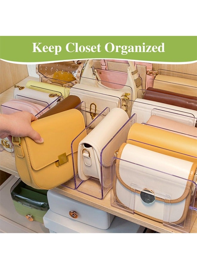 1 PCS Acrylic Handbag Organizer, Folder Office Supplies Stand Bookshelf, Purse Display Stand Handbag Storage Organizer, 4 Sections Purse Organizers Dividers in Bedroom Office ( Clear, 32*14.3*13.3CM ) - Image 4