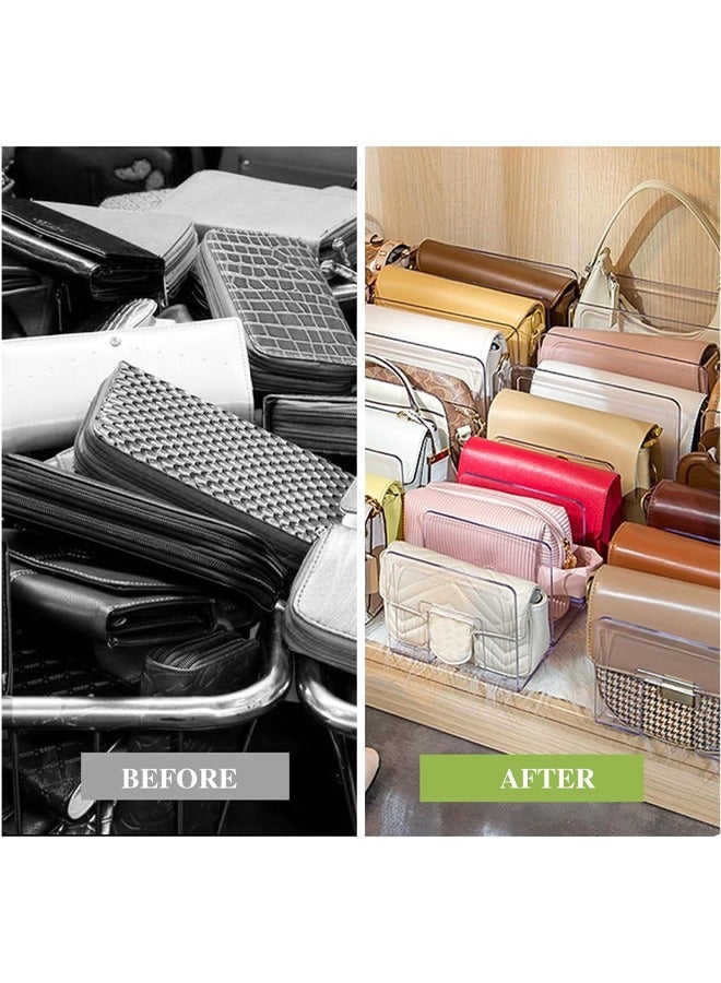 1 PCS Acrylic Handbag Organizer, Folder Office Supplies Stand Bookshelf, Purse Display Stand Handbag Storage Organizer, 4 Sections Purse Organizers Dividers in Bedroom Office ( Clear, 32*14.3*13.3CM ) - Image 5