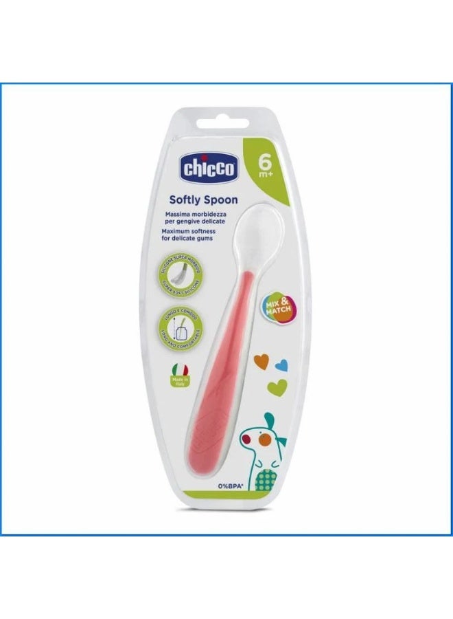 Chicco Mix & Match Softly Silicone Spoon 6m+ Red x1 - Image 2