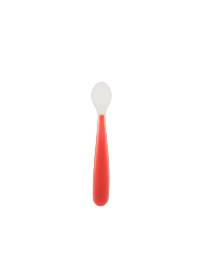 Chicco Mix & Match Softly Silicone Spoon 6m+ Red x1 - Image 1