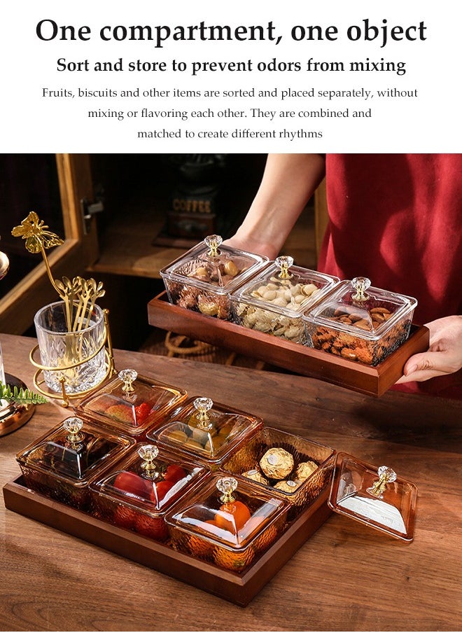 DUNISO - Snack Serving Platter Set, Multifunctional Party Dried Fruit Platter, 6 Split Snack Bowls, Fruit Bowls With Lids And Trays, Used For Fruit Desserts, Appetizers, Nuts, Snacks, Candies - Image 1