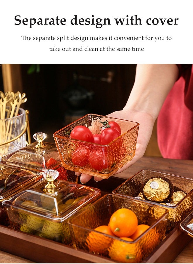 DUNISO - Snack Serving Platter Set, Multifunctional Party Dried Fruit Platter, 6 Split Snack Bowls, Fruit Bowls With Lids And Trays, Used For Fruit Desserts, Appetizers, Nuts, Snacks, Candies - Image 1