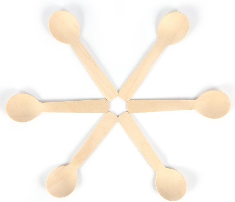 يوسو Temp fluctuation resistant crafted quality 100pcs Disposable Wood Spoons Eco-Friendly Ice Cream Tea Spoon 10cm Flatware Cutlery Bupplies Wide daily application - Image 3