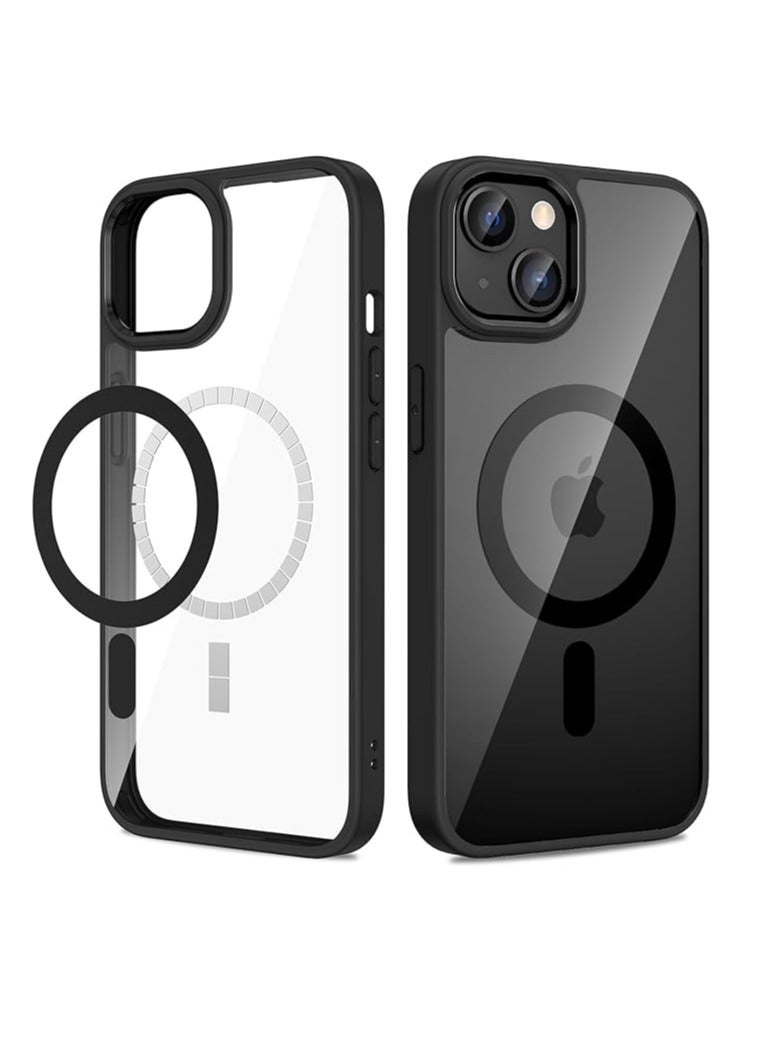 جراب متوافق مع هاتف سلسلة iPhone 12، متوافق مع MagSafe، جراب شفاف غير لامع رفيع مقاوم للخدوش والصدمات، أسود - Image 1