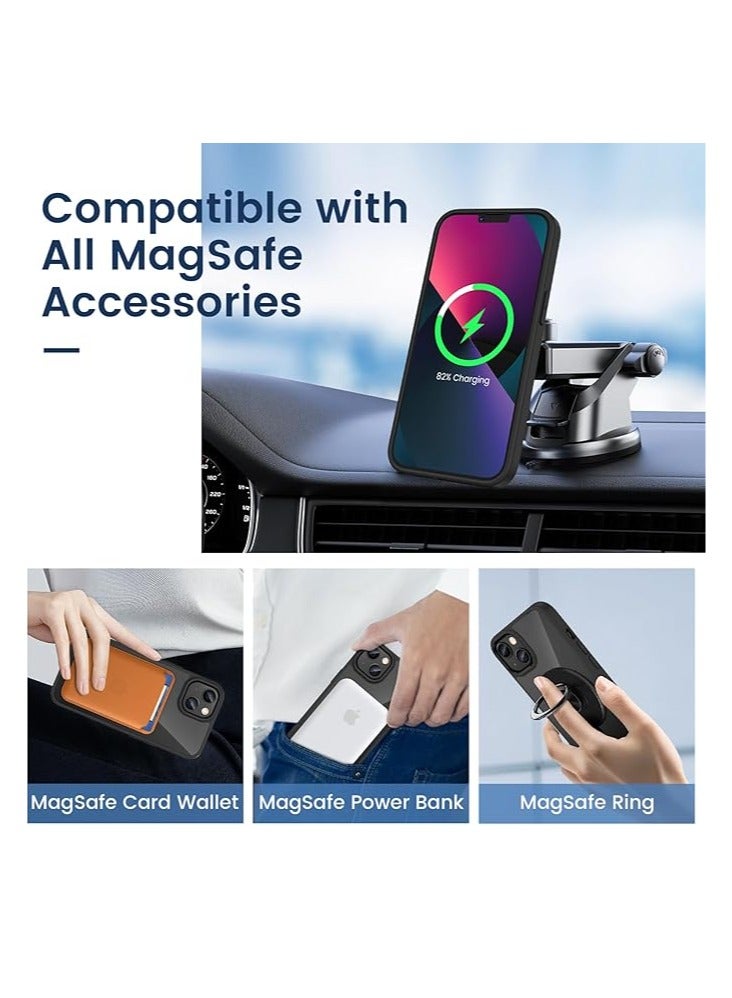 جراب متوافق مع هاتف سلسلة iPhone 12، متوافق مع MagSafe، جراب شفاف غير لامع رفيع مقاوم للخدوش والصدمات، أسود - Image 3