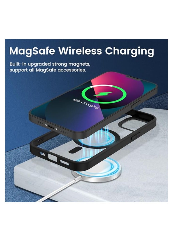 جراب متوافق مع هاتف سلسلة iPhone 12، متوافق مع MagSafe، جراب شفاف غير لامع رفيع مقاوم للخدوش والصدمات، أسود - Image 2