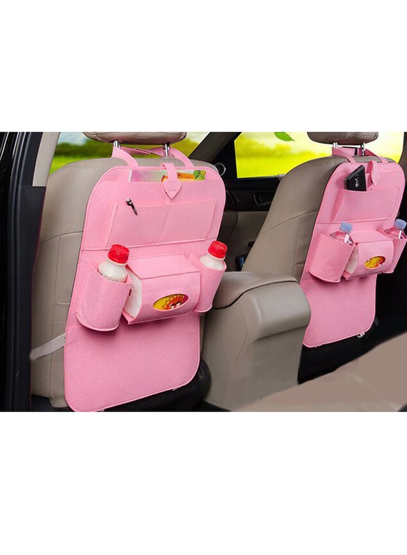 2 قطعة منظم مقعد خلفي للسيارة منظم مقعد خلفي للسيارة من الصوف المصنوع من اللباد حقيبة معلقة على ظهر السيارة بجيوب متعددة لزجاجة ماء، ورق ضخ، دفتر ملاحظات - Image 2
