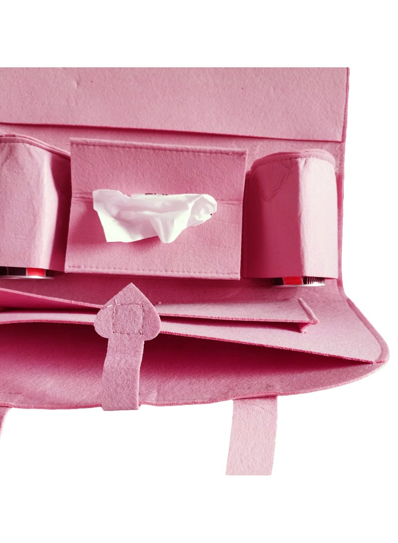 2 قطعة منظم مقعد خلفي للسيارة منظم مقعد خلفي للسيارة من الصوف المصنوع من اللباد حقيبة معلقة على ظهر السيارة بجيوب متعددة لزجاجة ماء، ورق ضخ، دفتر ملاحظات - Image 3