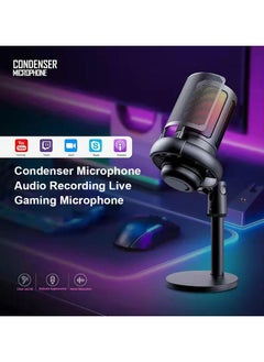 Flash Hawk Flash Hawk Gaming PC USB Microphone,Podcast Condenser Mic with Boom Arm,Pop Filter,Mute Button for Streaming,Online Chat, RGB Computer Mic for PS4/5 PC Gamer Youtuber (Black-2)  - Image 3